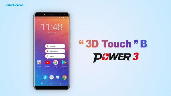 29790 Смартфон Ulefone Power 3: как работает функция 3D Touch для Android