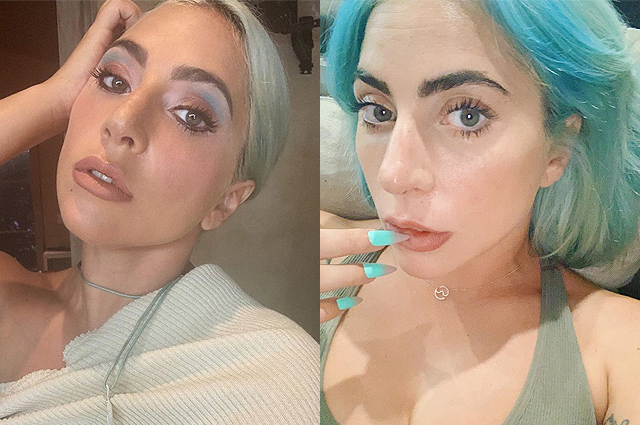 Леди Гага покрасила волосы в синий цвет
